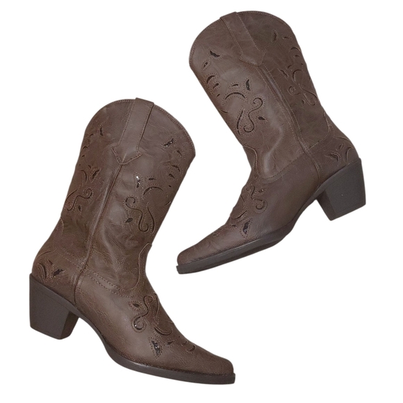 Roper Chloe Women's Cowboy Boots Brown Cut-Out Western Boots Size 9.5 - Picture 1 of 12